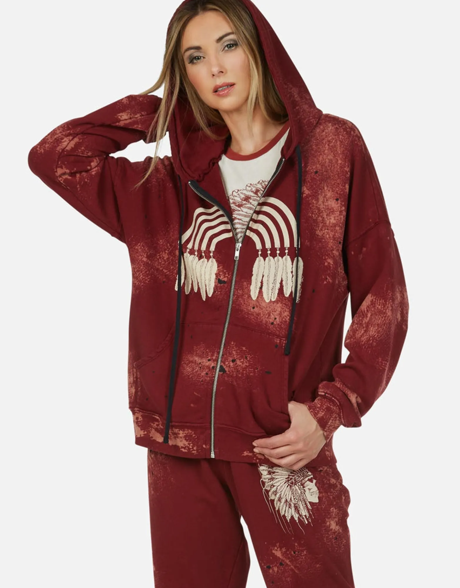 Cheap Love Tribe Skull Zip Up Hoodie | Koa By Women Hoodies
