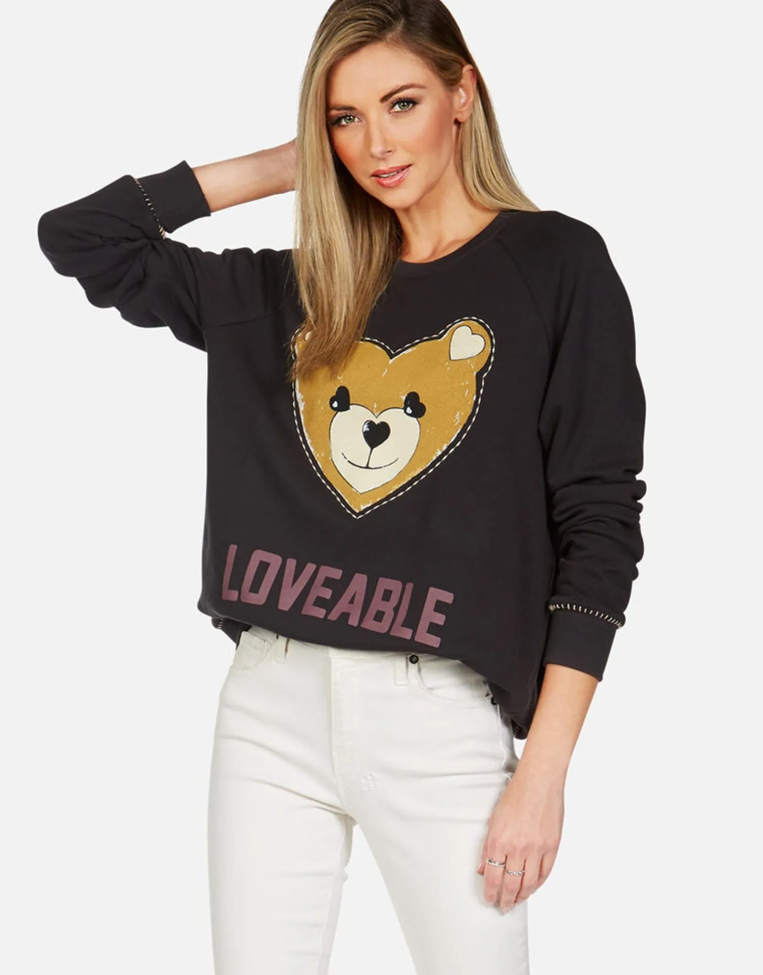 Online Loveable Heart Teddy L/S Raglan Pullover | Everly By Women Long Sleeve