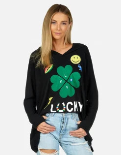 New Lucky Clover Oversized Pullover W/ Hood | Wilma By Women Hoodies