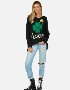 New Lucky Clover Oversized Pullover W/ Hood | Wilma By Women Hoodies