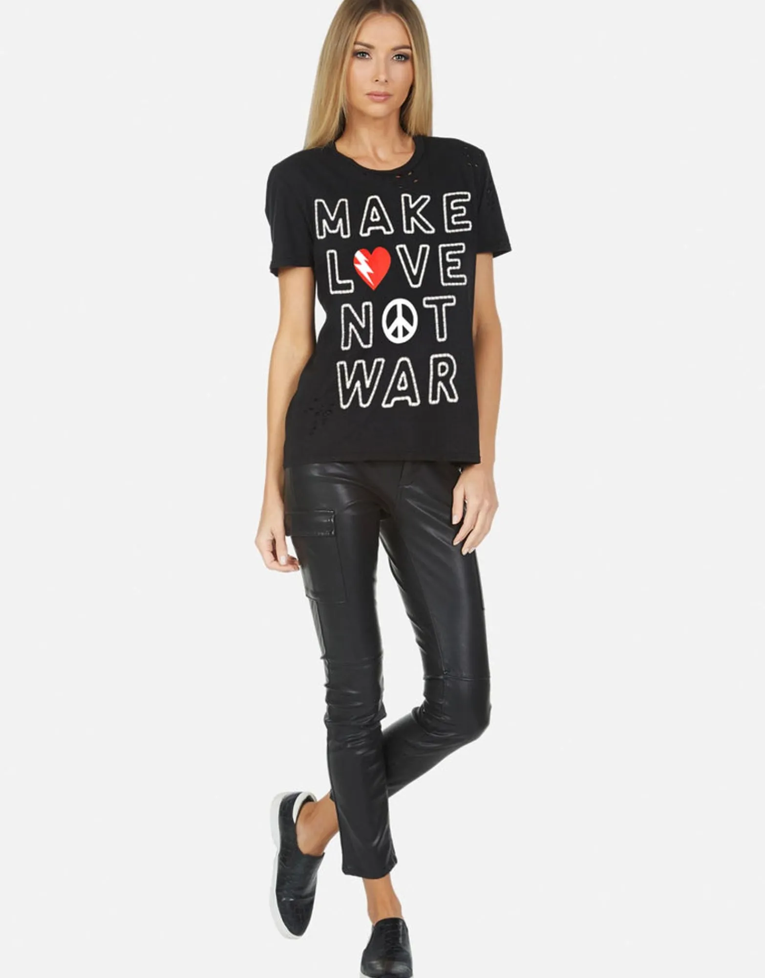 Discount Make Love Not War Classic Tee W/ Holes | Wolf X By Women Short Sleeve