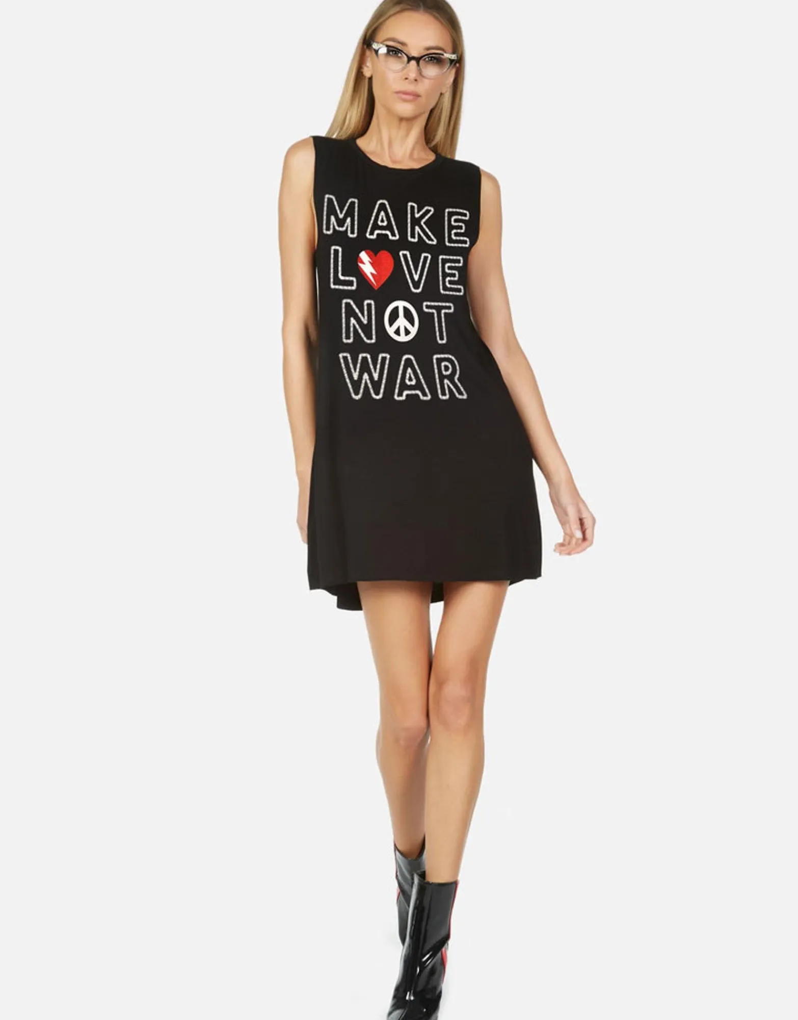 Fashion Make Love Not War Sleeveless Mini Dress | Deanna X By Women Dresses