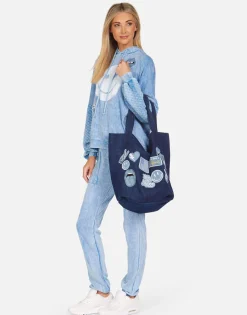 Sale Maya X All Over Denim Tote Bag Made In Los Angeles Usa Exclusive Bags