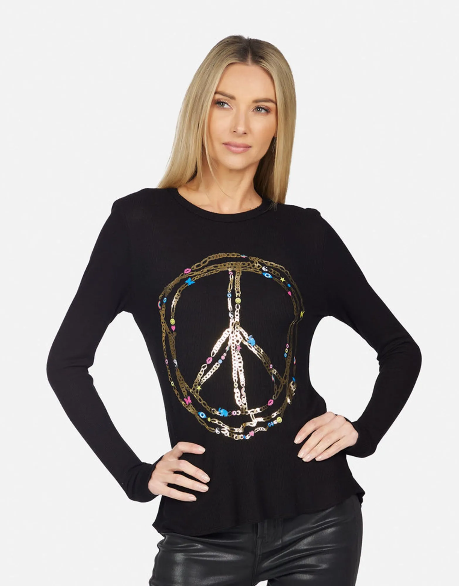 Fashion Mckinley Foil Chain Peace Women Long Sleeve