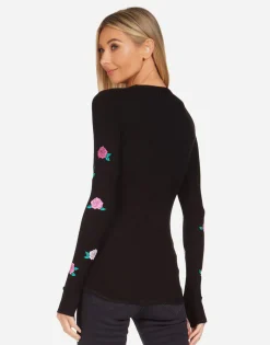 Store Mckinley Pink Rose Skull Women Long Sleeve