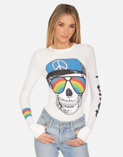 New Mckinley Rainbow Peace Skull Women Long Sleeve
