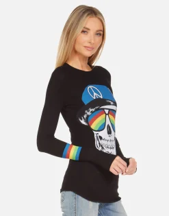 Cheap Mckinley Rainbow Peace Skull Women Long Sleeve