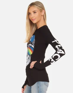 Cheap Mckinley Rainbow Peace Skull Women Long Sleeve