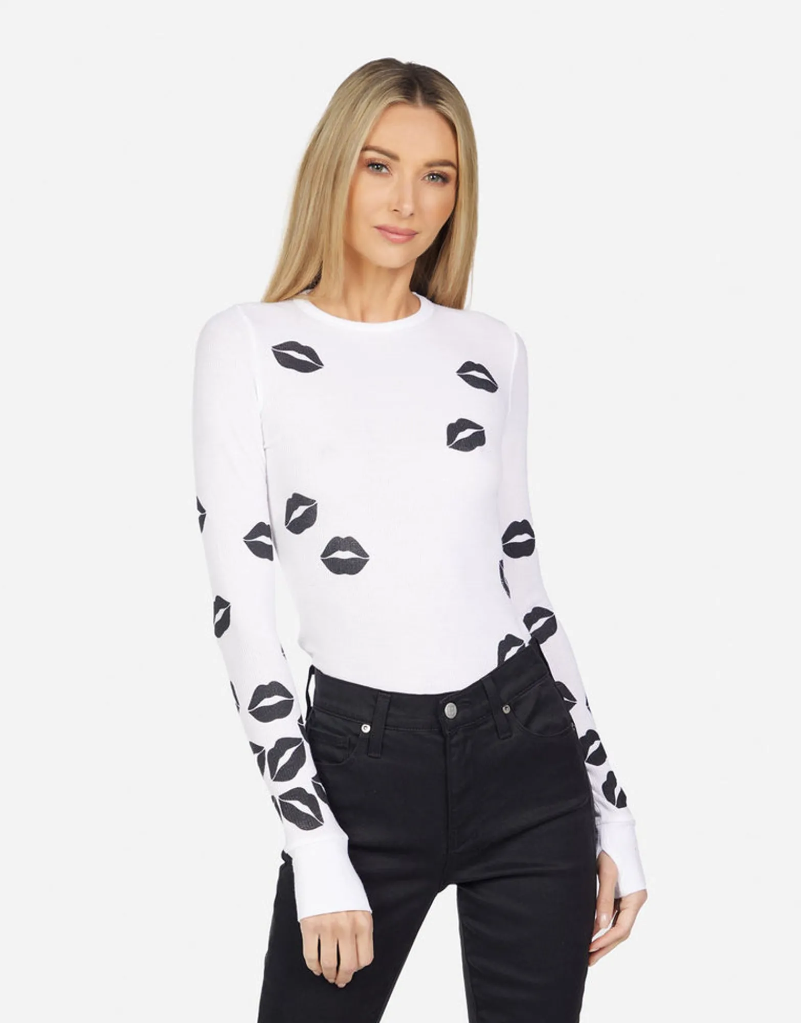 Best Mckinley Scattered Lips Women Long Sleeve