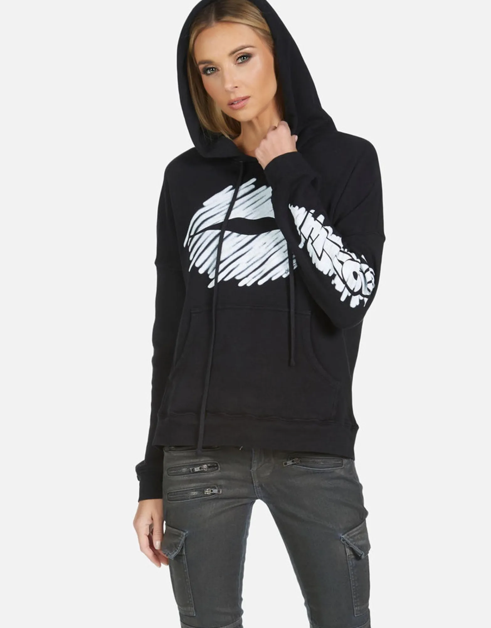 Online Melanie Scribble Lip Women Hoodies
