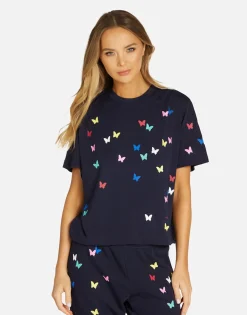 Outlet Mini Butterflies Boxy Crop Tee In | Rue By Women Short Sleeve