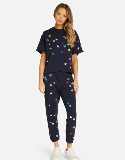Outlet Mini Butterflies Boxy Crop Tee In | Rue By Women Short Sleeve