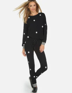 Hot Mini Skulls Drop Shoulder Crop Pullover | Kiara By Women Long Sleeve