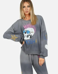 Fashion Moshi Lightning Skull L/S Pullover | Sierra By Women Long Sleeve