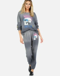 Fashion Moshi Lightning Skull L/S Pullover | Sierra By Women Long Sleeve