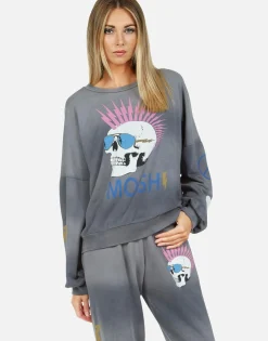 Fashion Moshi Lightning Skull L/S Pullover | Sierra By Women Long Sleeve