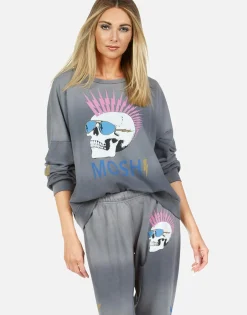 Fashion Moshi Lightning Skull L/S Pullover | Sierra By Women Long Sleeve