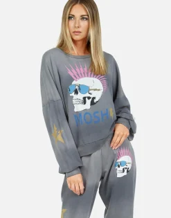 Fashion Moshi Lightning Skull L/S Pullover | Sierra By Women Long Sleeve