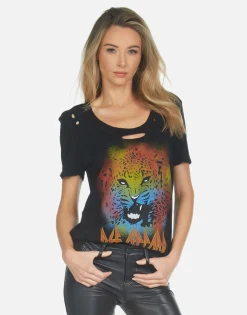 Best Myra Def Leppard Leopard Women Short Sleeve