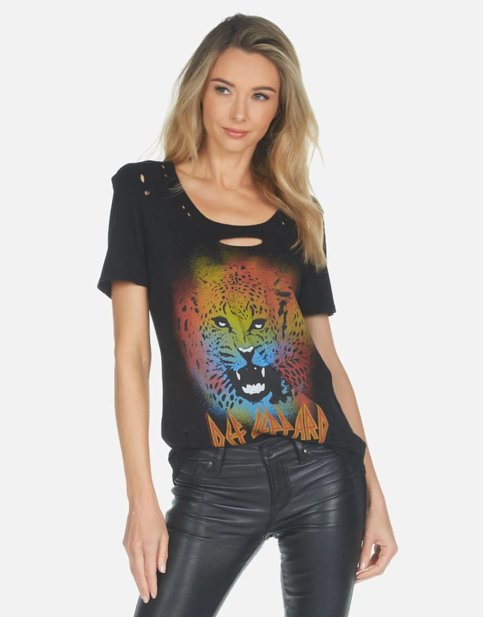 Best Myra Def Leppard Leopard Women Short Sleeve