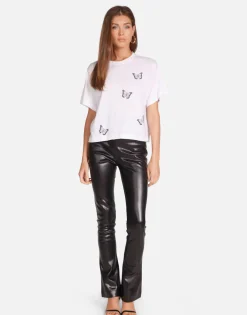 Hot Optimist Butterflies Boxy Crop Top In | Rue By Women Short Sleeve