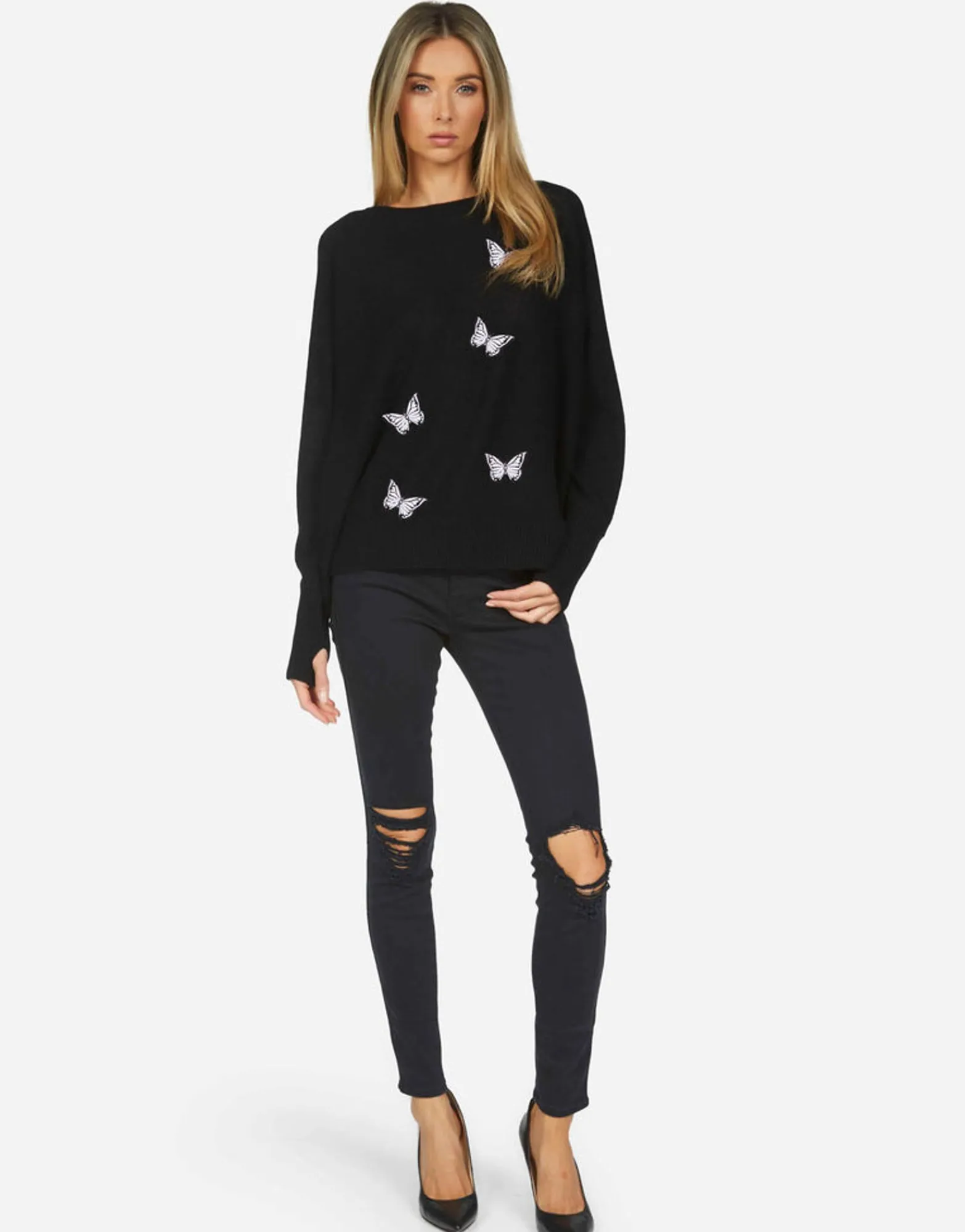 Sale Optimist Butterflies Cashmere Sweater | Ladona X By Women Sweaters & Knits