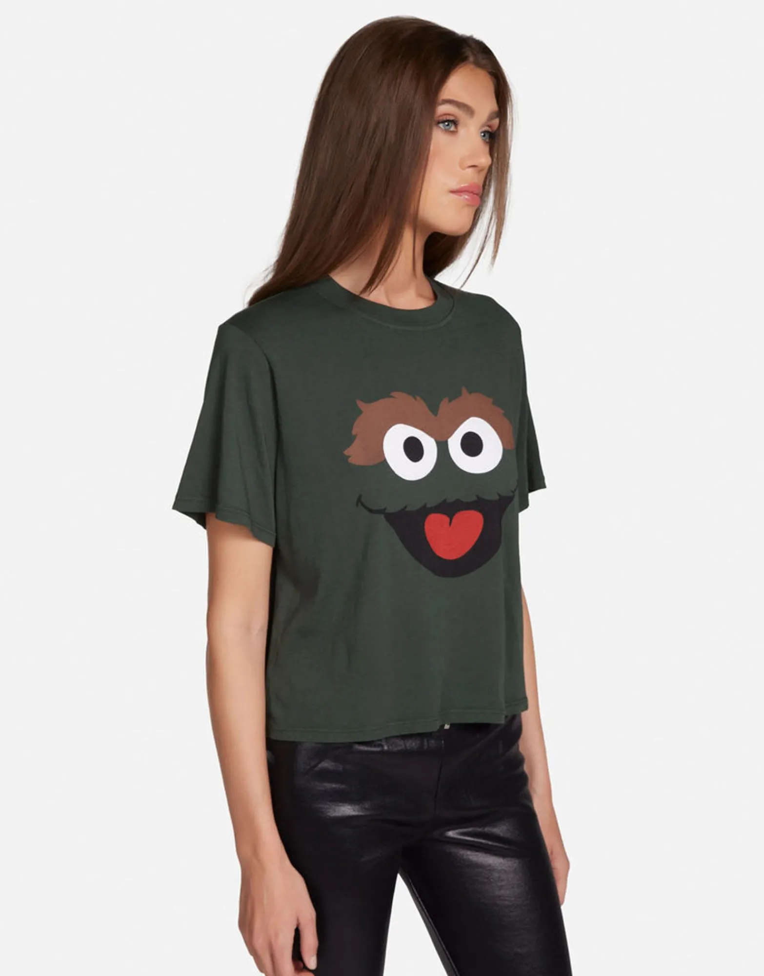 Best Sale Oscar The Grouch Boxy Crop Tee In | Rue By Women Short Sleeve