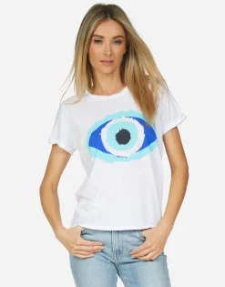 Cheap Painted Evil Eye Women'S Cuffed Boyfriend Tee | Edda By Women Short Sleeve