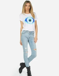 Cheap Painted Evil Eye Women'S Cuffed Boyfriend Tee | Edda By Women Short Sleeve