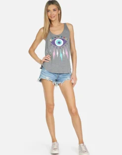 Store Parson Foil Electric Star Eye Women Tanks