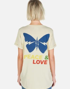 Store Peace & Love Butterfly S/S Tee W/ Pocket | Iris By Women Short Sleeve
