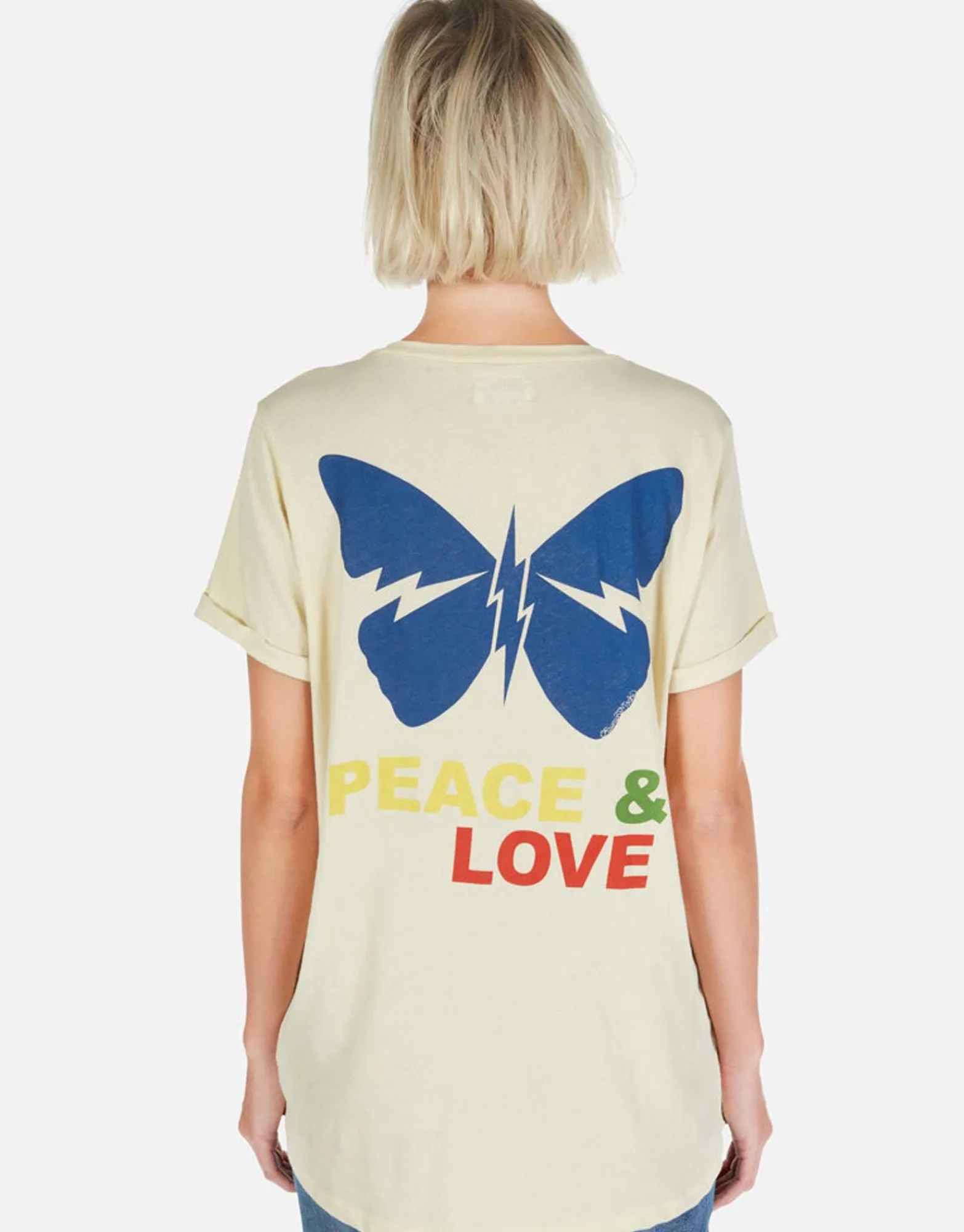 Store Peace & Love Butterfly S/S Tee W/ Pocket | Iris By Women Short Sleeve