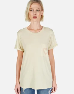Store Peace & Love Butterfly S/S Tee W/ Pocket | Iris By Women Short Sleeve