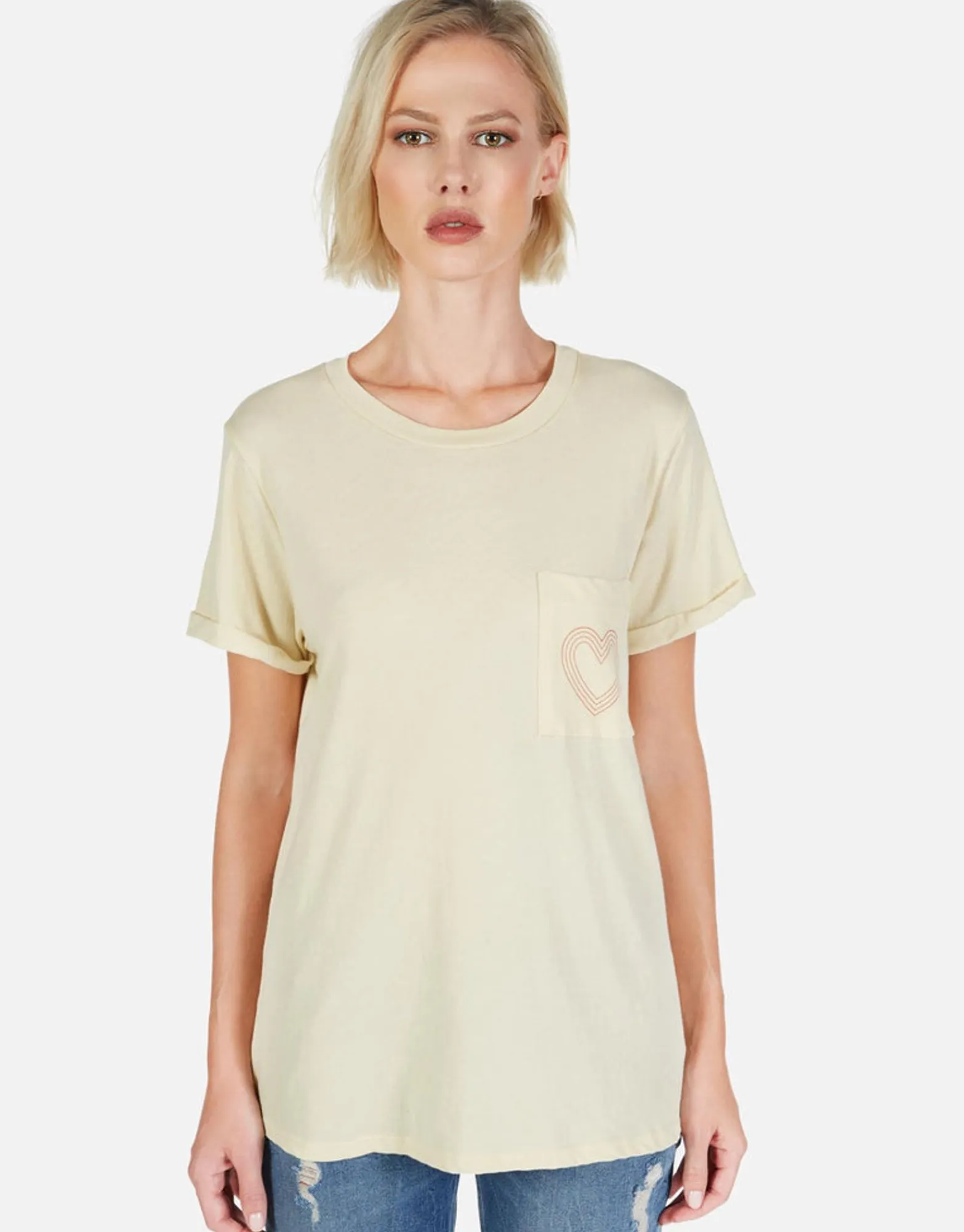 Store Peace & Love Butterfly S/S Tee W/ Pocket | Iris By Women Short Sleeve