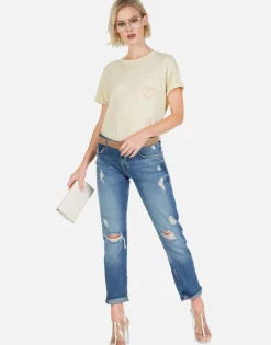 Store Peace & Love Butterfly S/S Tee W/ Pocket | Iris By Women Short Sleeve