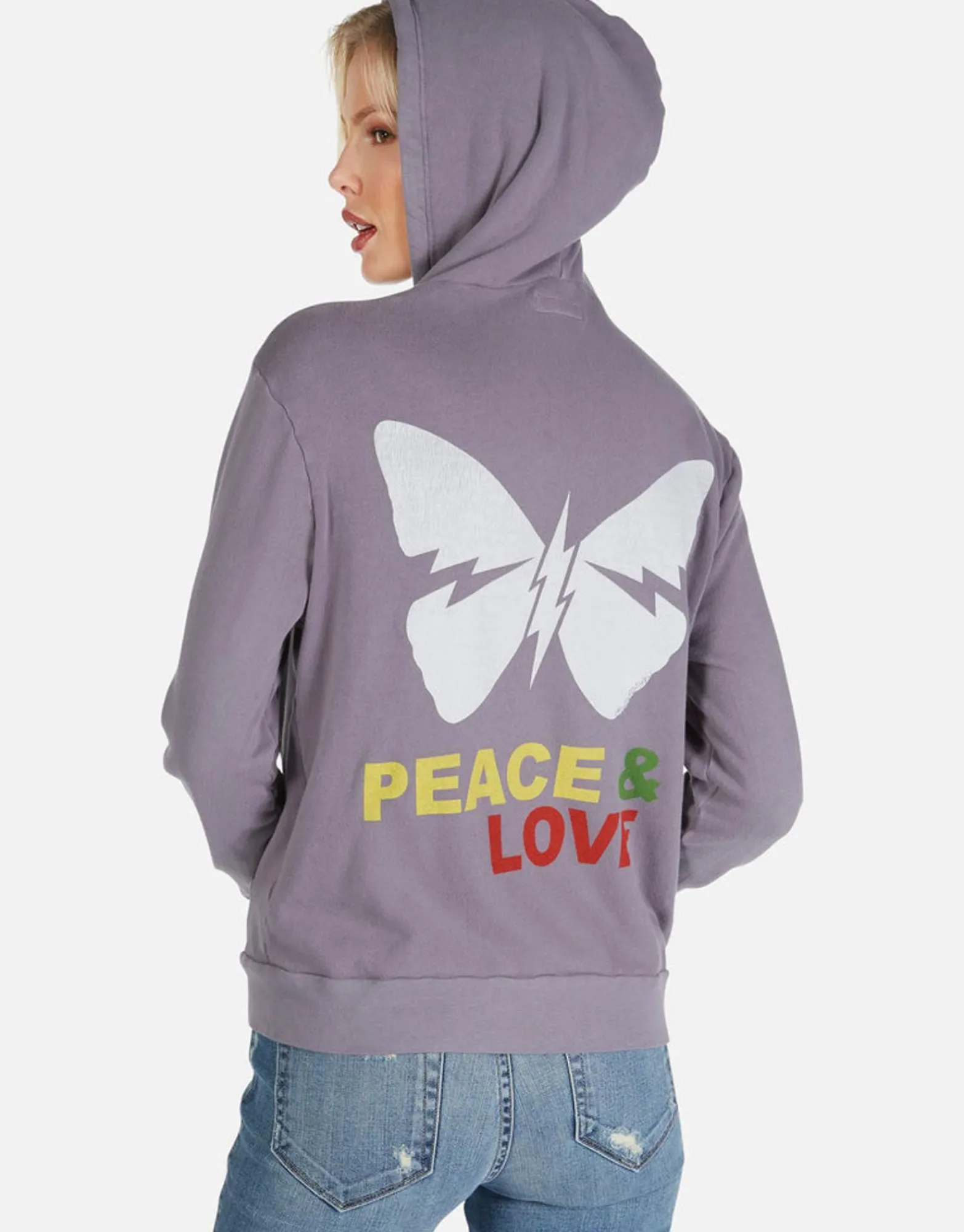 Clearance Peace & Love Butterfly Zip Up Hoodie | Lennox By Women Hoodies