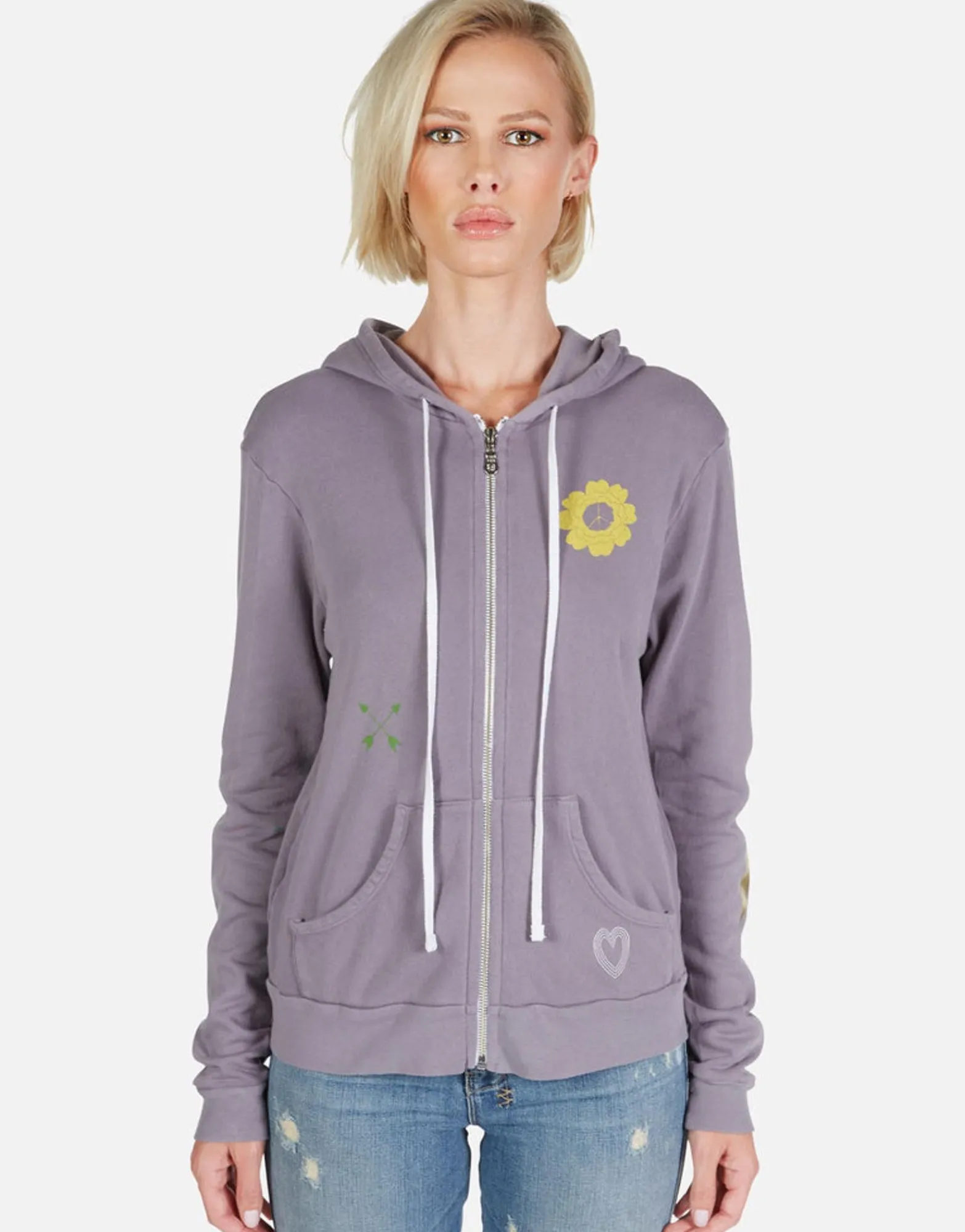 Clearance Peace & Love Butterfly Zip Up Hoodie | Lennox By Women Hoodies