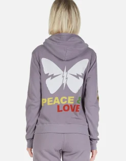 Clearance Peace & Love Butterfly Zip Up Hoodie | Lennox By Women Hoodies