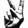 Hot Peace Hand Wooden Canvas Art By Decor