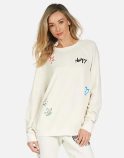 Flash Sale Peace Hippie L/S Boyfriend Pullover | Anela By Women Long Sleeve