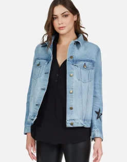 Cheap Peace Lightning Denim Boyfriend Jacket | Spencer By Women Jackets