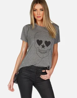 Online Peace Love Skull S/S Vintage Tee W/ Holes | Capri By Women Short Sleeve
