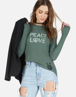 Online Peace Love Spray L/S Fitted Thermal W/ Thumbholes | Mckinley Women Long Sleeve