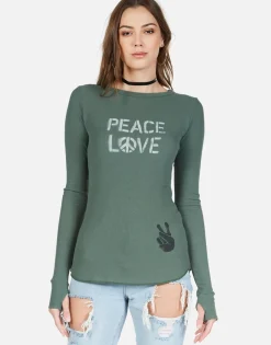 Online Peace Love Spray L/S Fitted Thermal W/ Thumbholes | Mckinley Women Long Sleeve