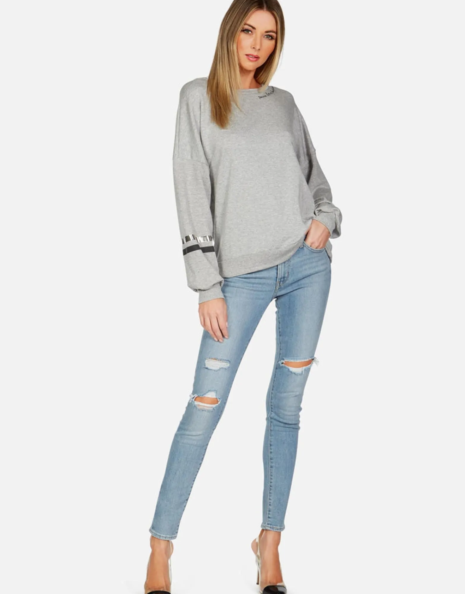 Hot Peace Sign Hand L/S Boyfriend Pullover | Sierra By Women Long Sleeve