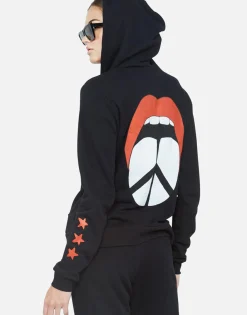 Shop Peace Tongue Combo Zip Up Hoodie | Lennox By Women Hoodies