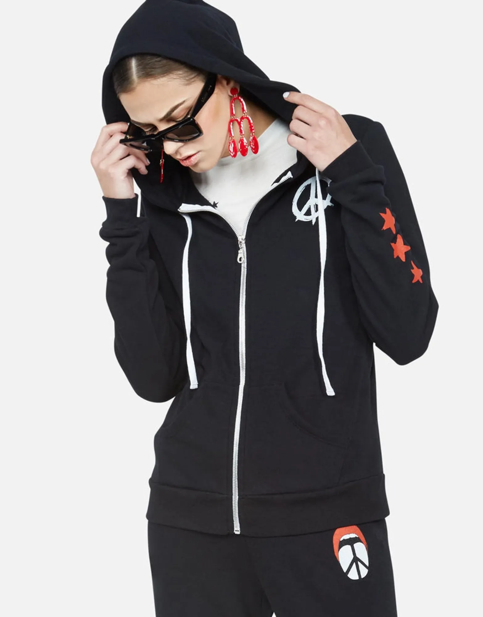 Shop Peace Tongue Combo Zip Up Hoodie | Lennox By Women Hoodies