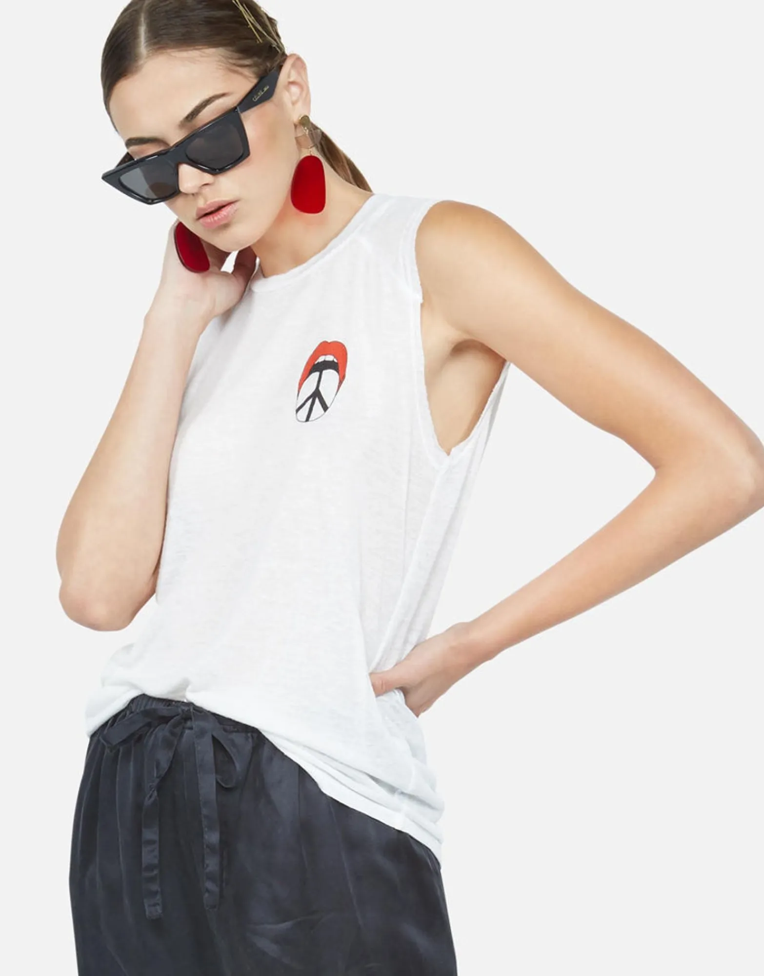 Outlet Peace Tongue Sleeveless Tank For Women - Riley By Women Tanks