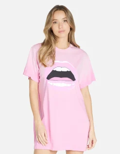 Cheap Pink Open Lip T-Shirt Dress | Misty By Women Dresses