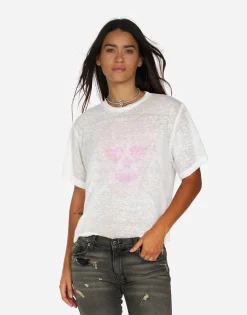 Cheap Pink Peace Love Skull Boyfriend T-Shirt | Linnea By Women Short Sleeve